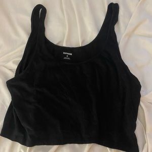 Express flowy black crop tank